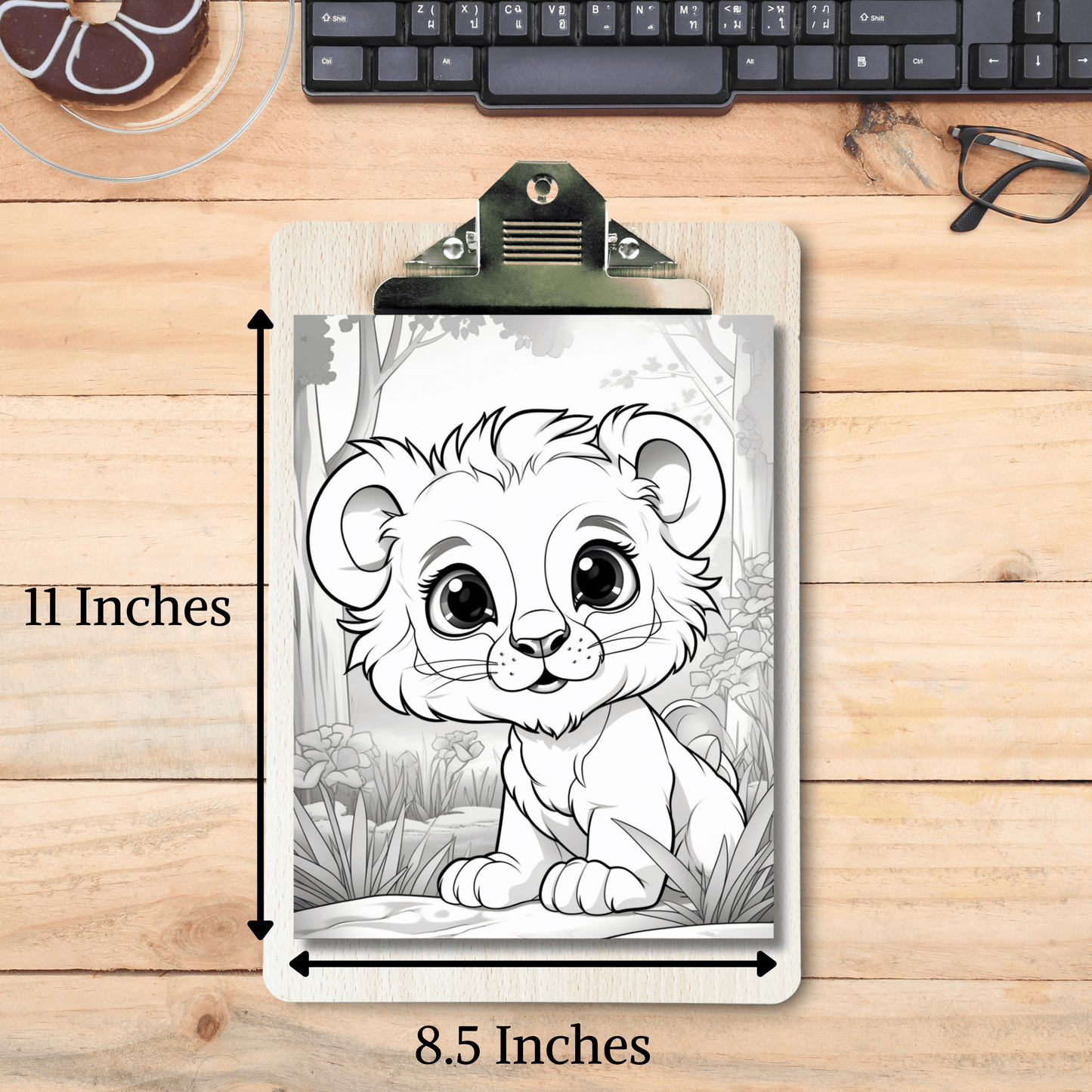 Cute Lion Coloring Book 2: Cute Baby Lion Print Out Size Demo