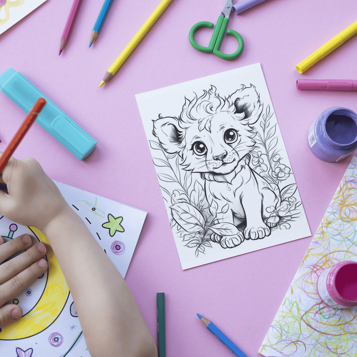 Cute Lion Coloring Book 2: Cute Baby Lion Print Out Demo