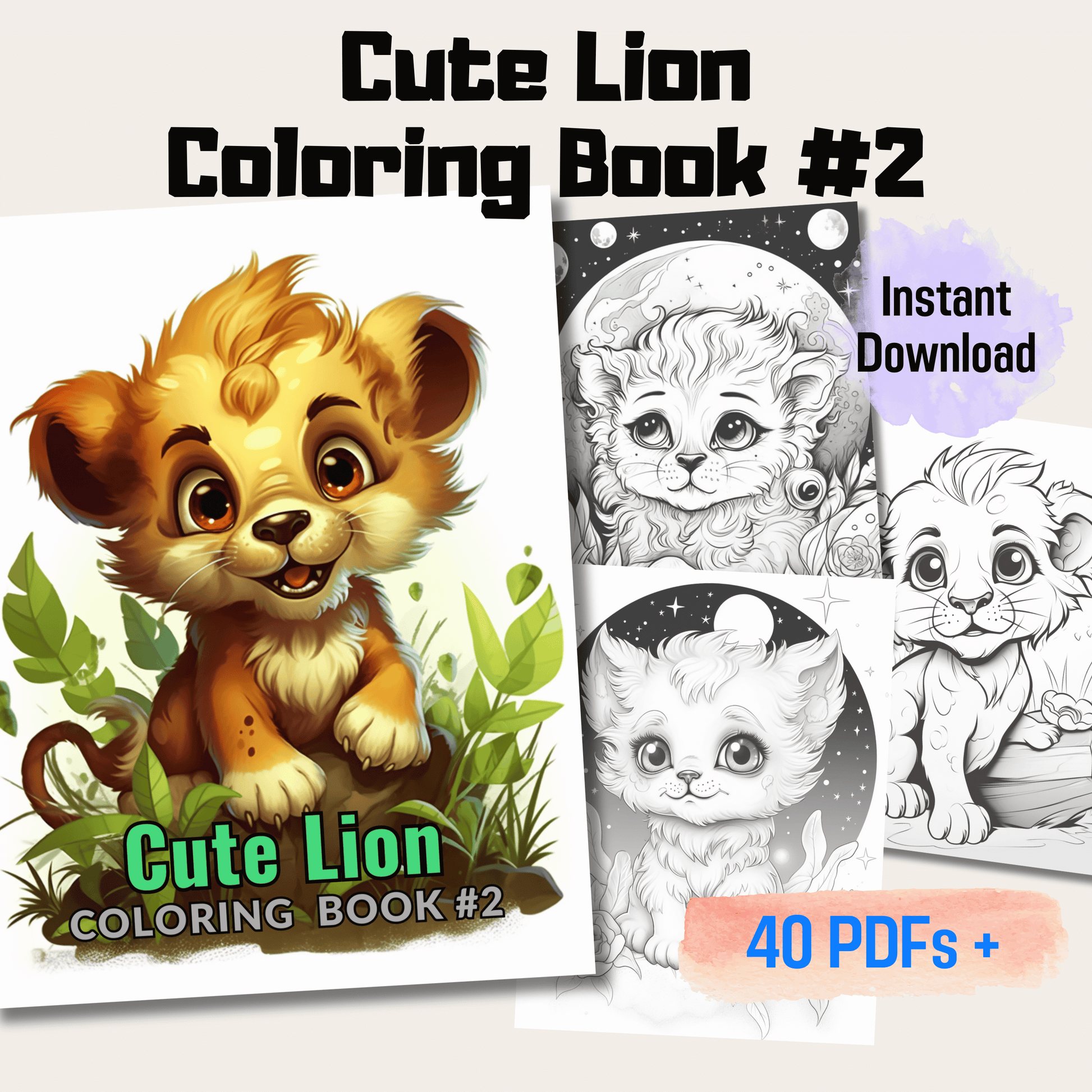 Cute Lion Coloring Book 2: Cute Baby Lions