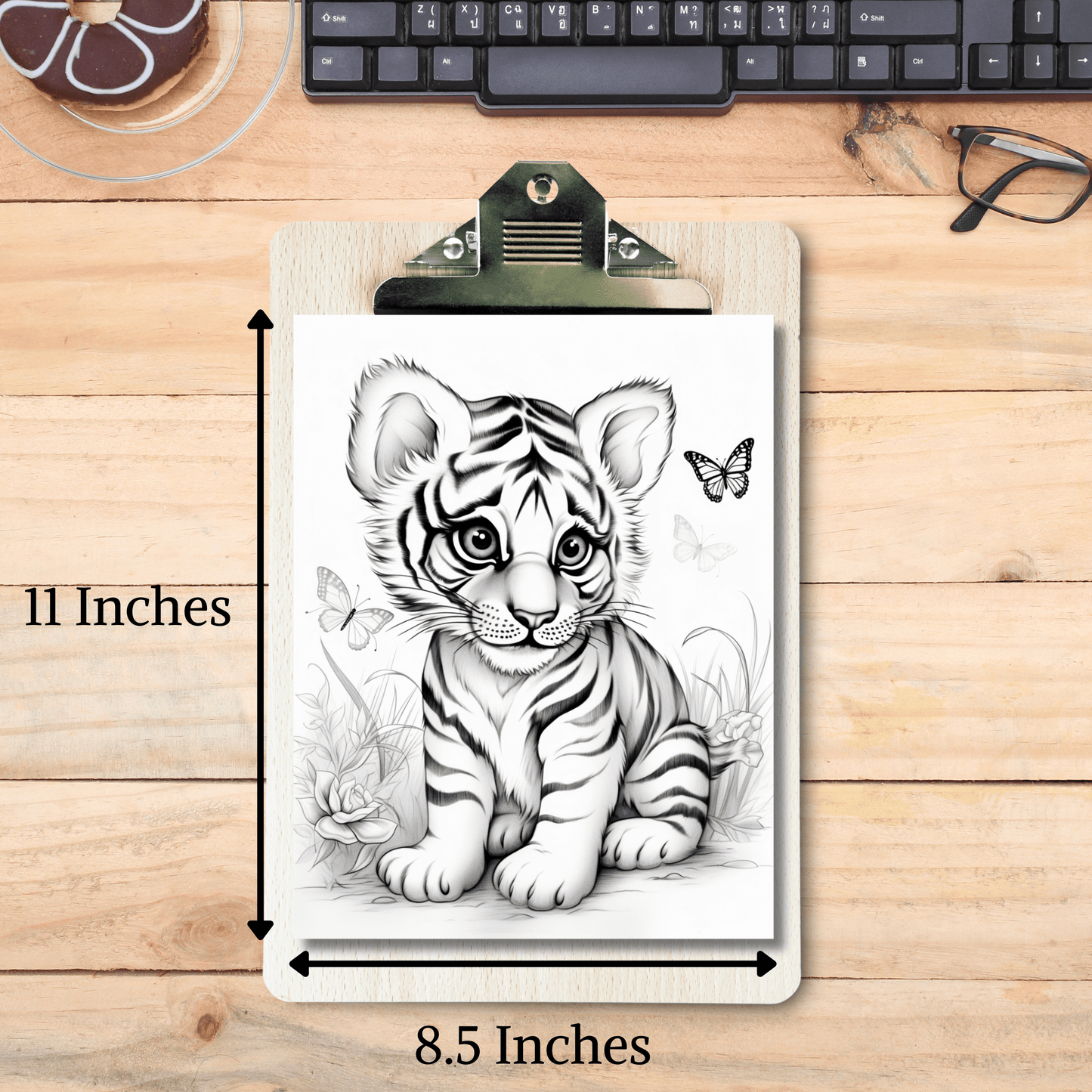 Cute Tiger Coloring Book 1: Cute Baby Tiger Print Out Size Demo