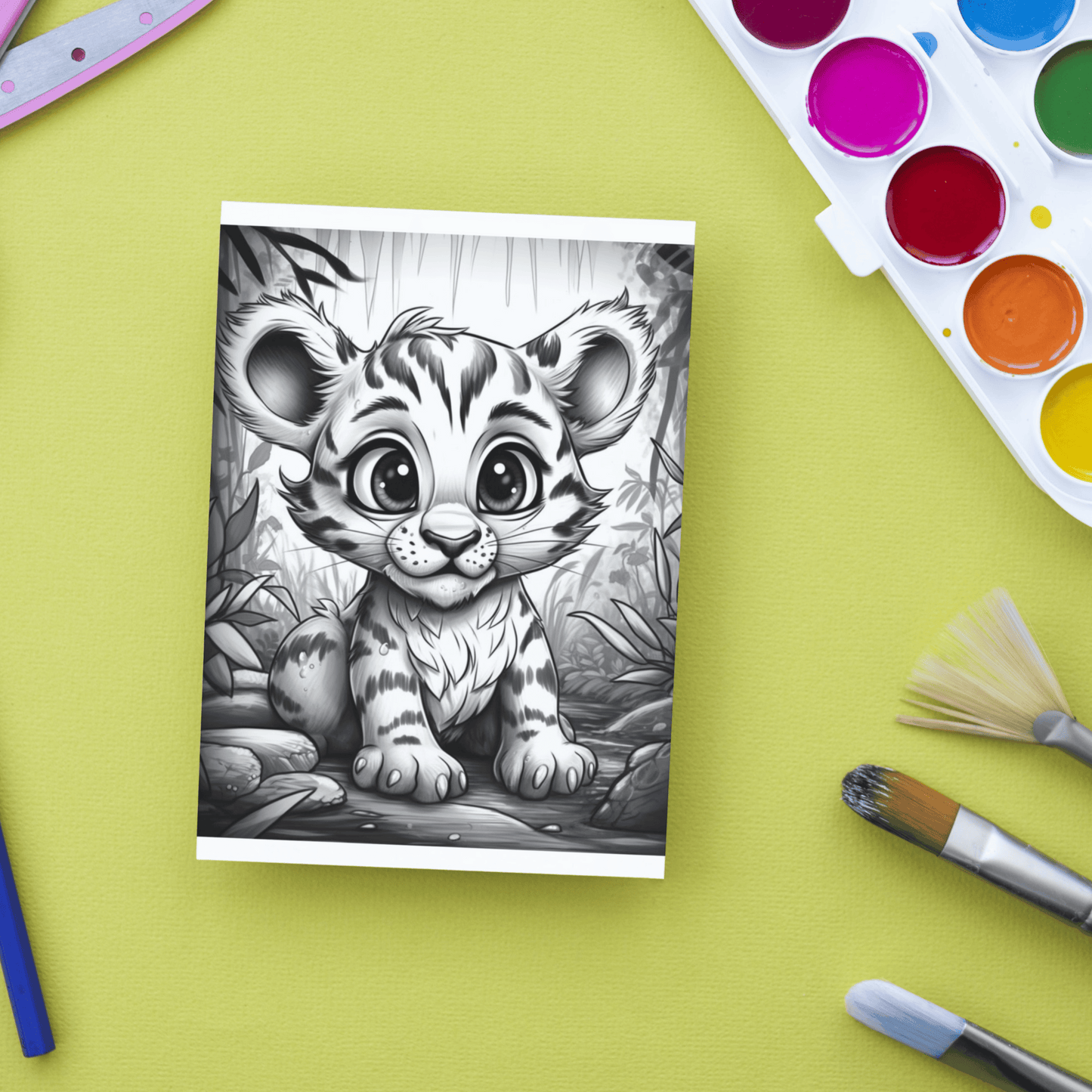 Cute Tiger Coloring Book 1: Cute Baby Tiger Print Out Demo