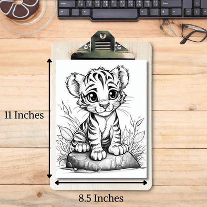 Cute Tiger Coloring Book 2: Cute Baby Tiger Print Out Size Demo