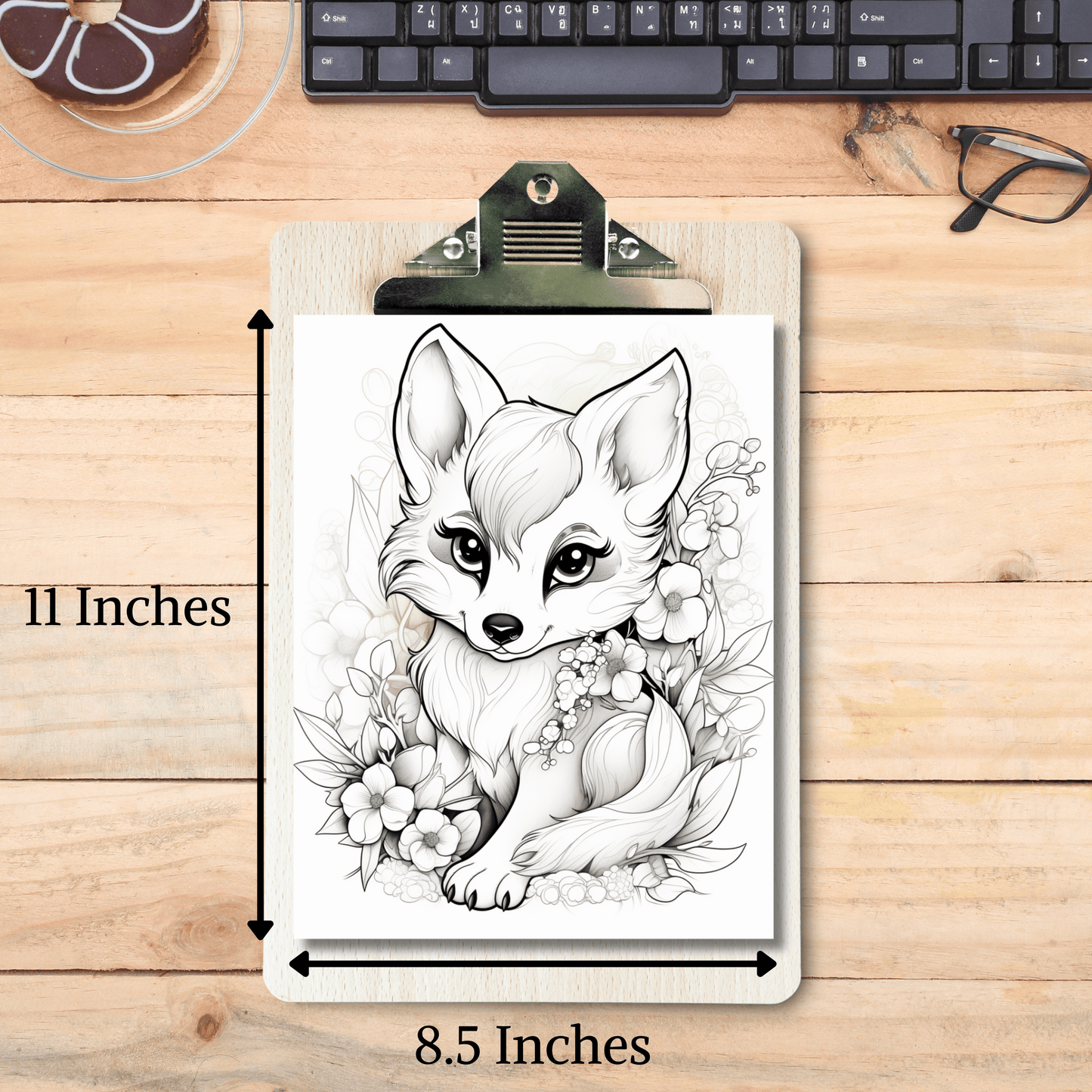 Cute Wolf Coloring Book 1: Cute Baby Wolf Print Out Size Demo