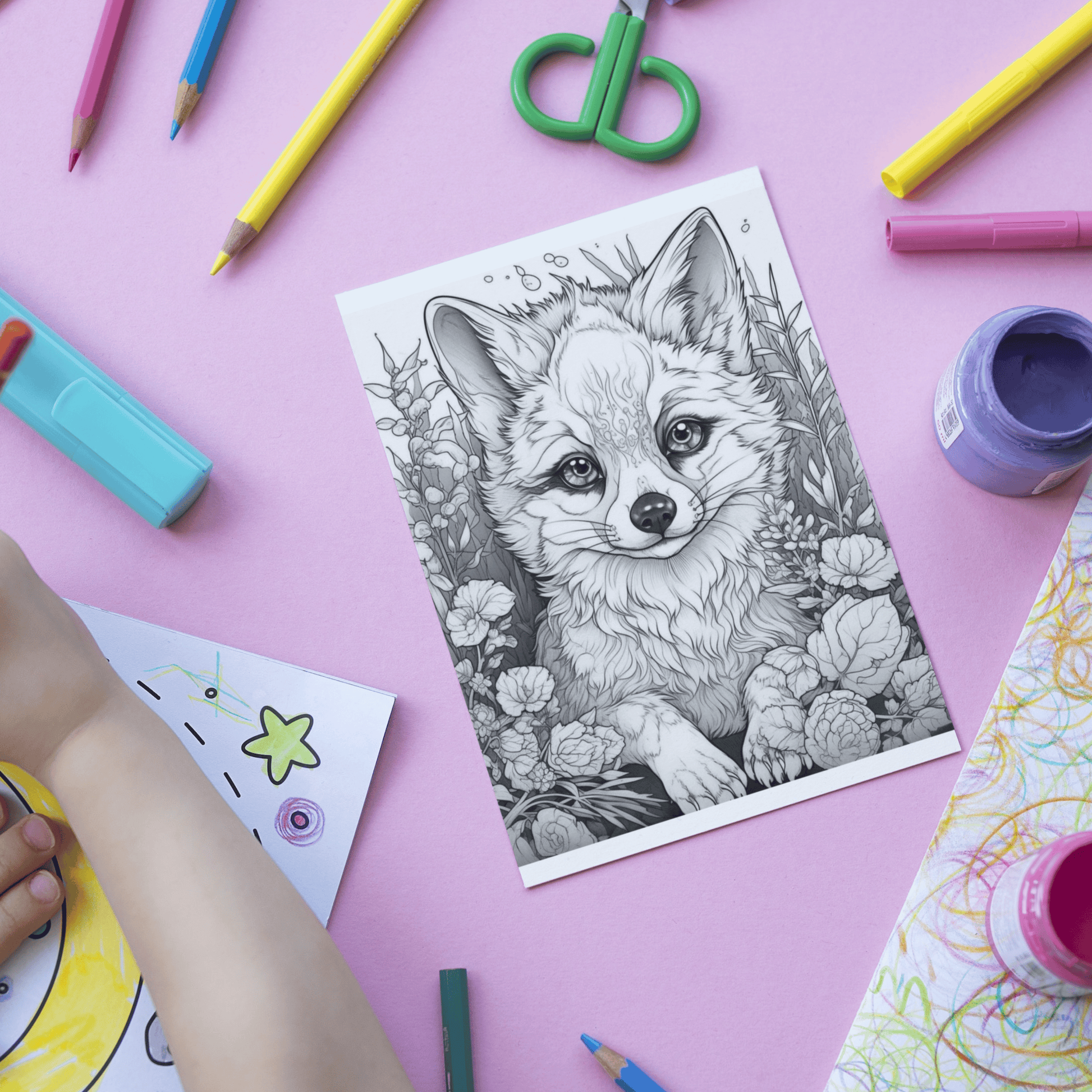 Cute Wolf Coloring Book 1: Cute Baby Wolf Print Out Demo