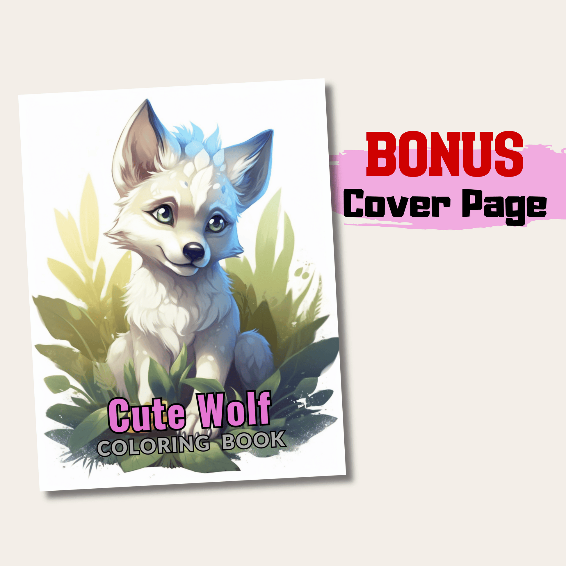 Cute Wolf Coloring Book 1: Cute Baby Wolf Cover Page