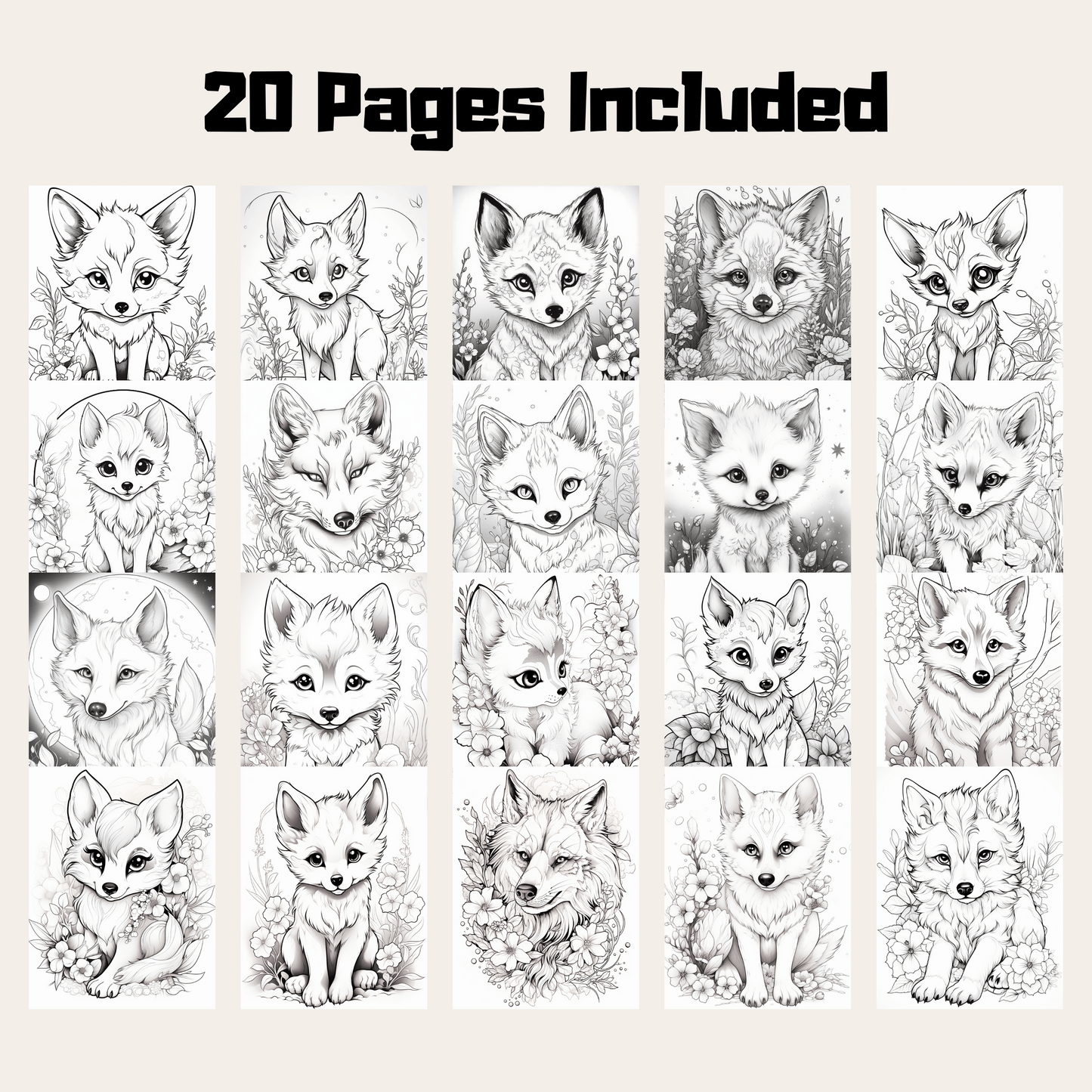 Cute Wolf Coloring Book 1: Cute Baby Wolves 20 Pages Included