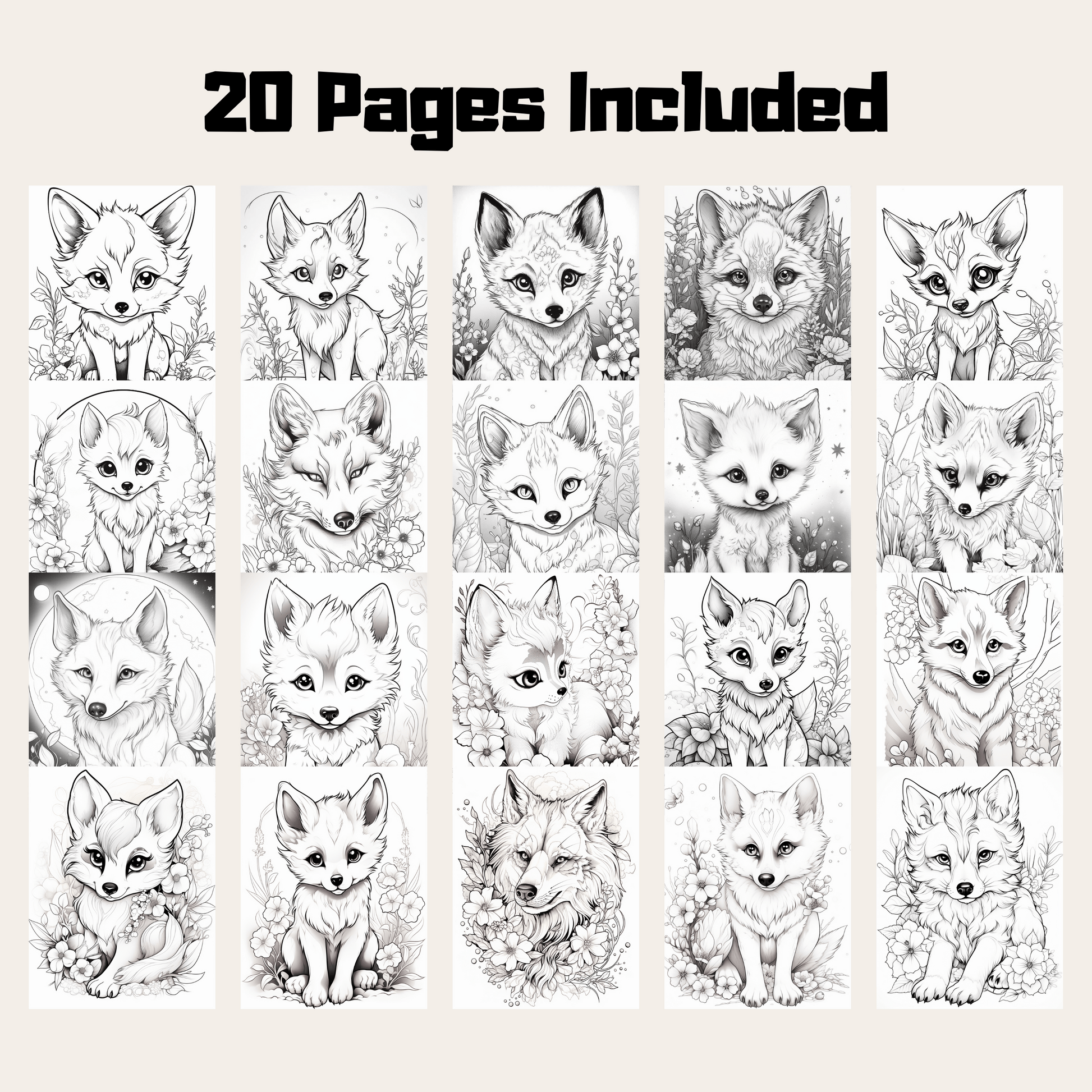 Cute Wolf Coloring Book 1: Cute Baby Wolves 20 Pages Included