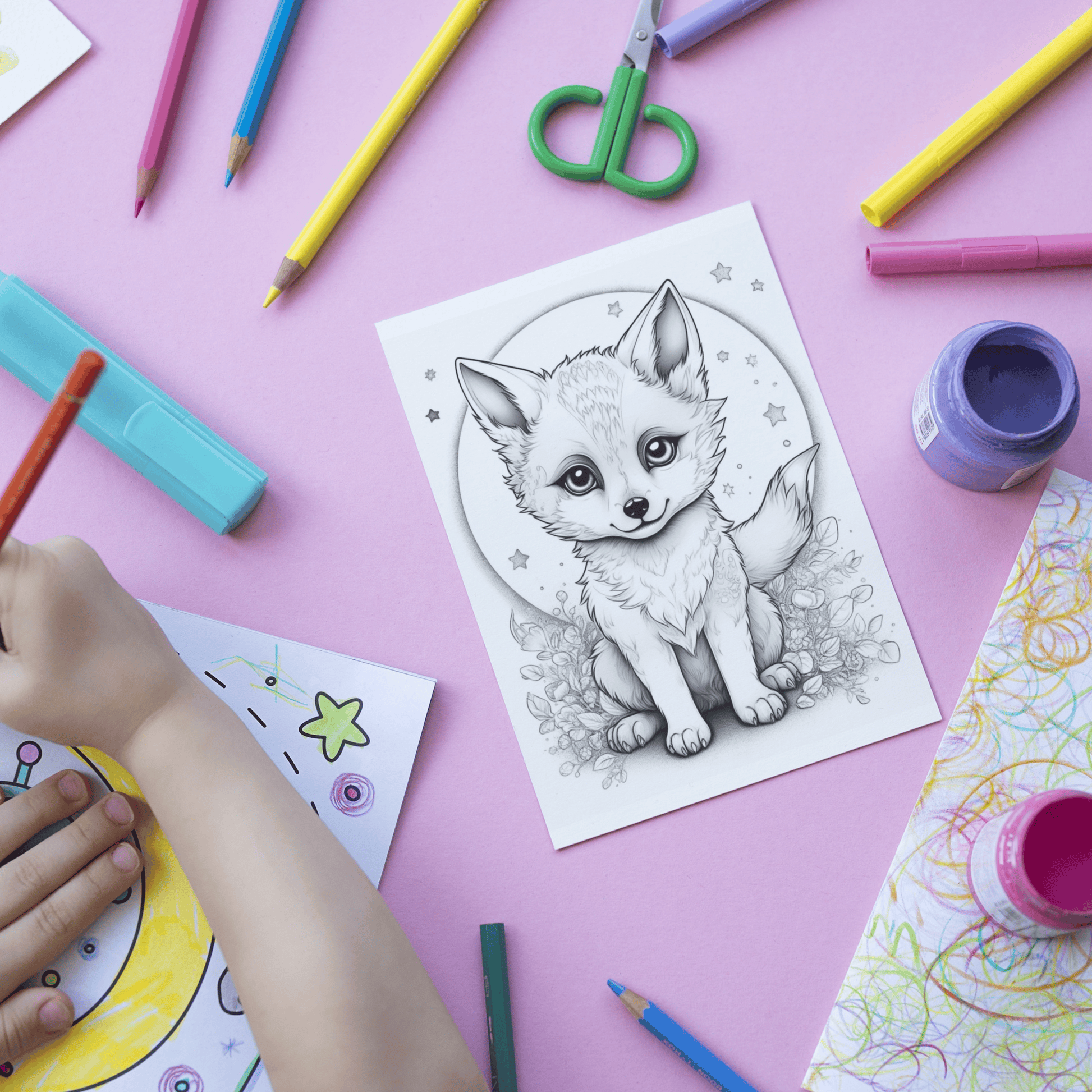 Cute Wolf Coloring Book 2: Cute Baby Wolf Print Out Demo