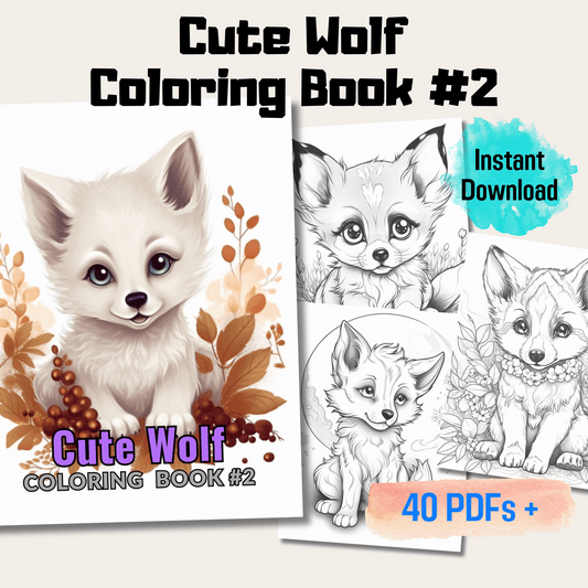 Cute Wolf Coloring Book 2: Cute Baby Wolves