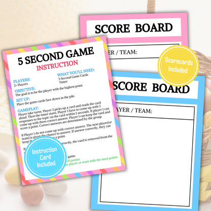 Easter 5 Second Game | Printable 5 Sec Easter Party Game