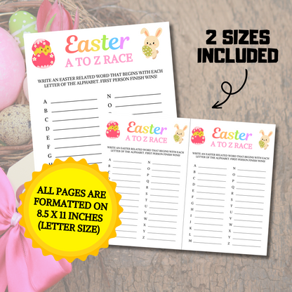 Easter A To Z Race Game | Printable Easter ABC Game