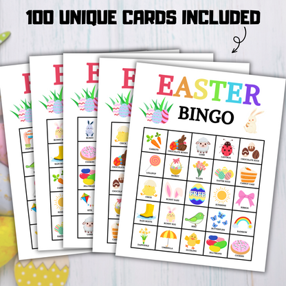 100 Easter Bingo Game | Easter Bingo Board Activity for Kids