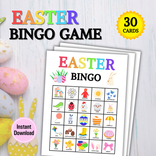 30 Easter Bingo Cards Game | Easter Bingo Game Activity for Kids and Adults