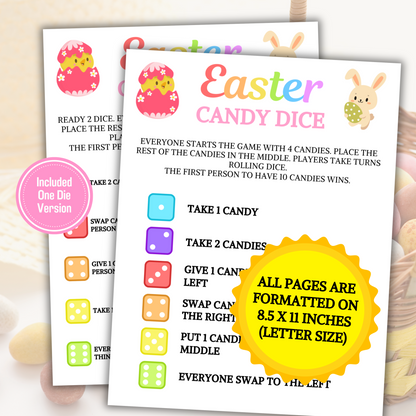 Easter Candy Dice Game | Printable Easter Dice Game for Kids