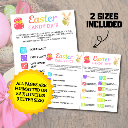 Easter Candy Dice Game | Printable Easter Dice Game for Kids