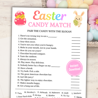Easter Candy Match Game | Printable Easter Party Candy Game