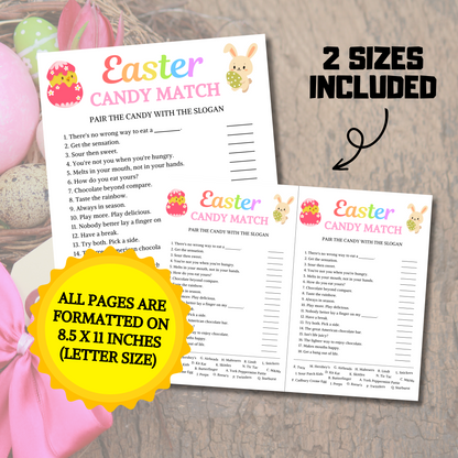 Easter Candy Match Game | Printable Easter Party Candy Game