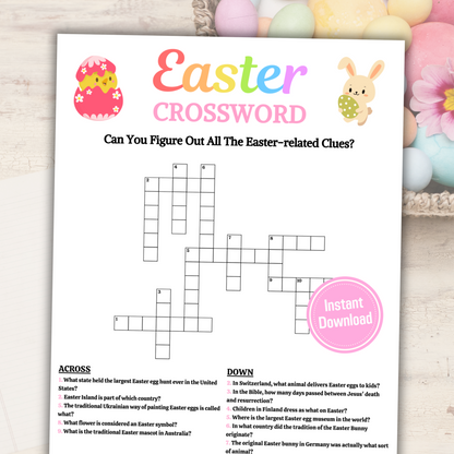 Easter Crossword Game | Printable Easter Party Word Puzzle