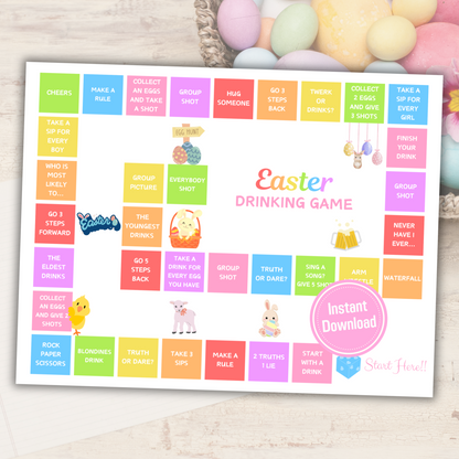 Easter Drinking Game | Printable Easter Party Drink Dice Game