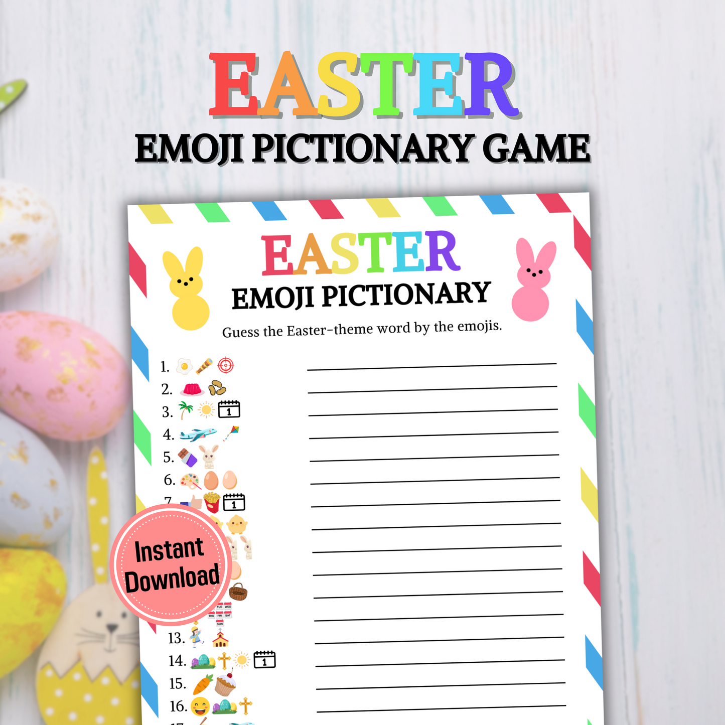 Easter Emoji Pictionary Game | Easter Emoji Game Printable