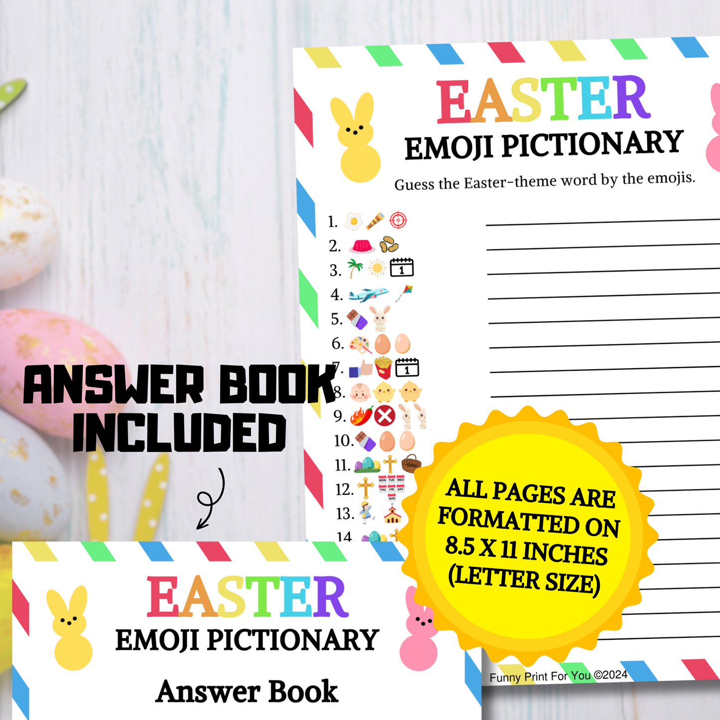 Easter Emoji Pictionary Game | Easter Emoji Game Printable