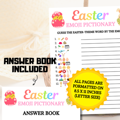 Easter Emoji Pictionary Game | Printable Easter Party Word Game