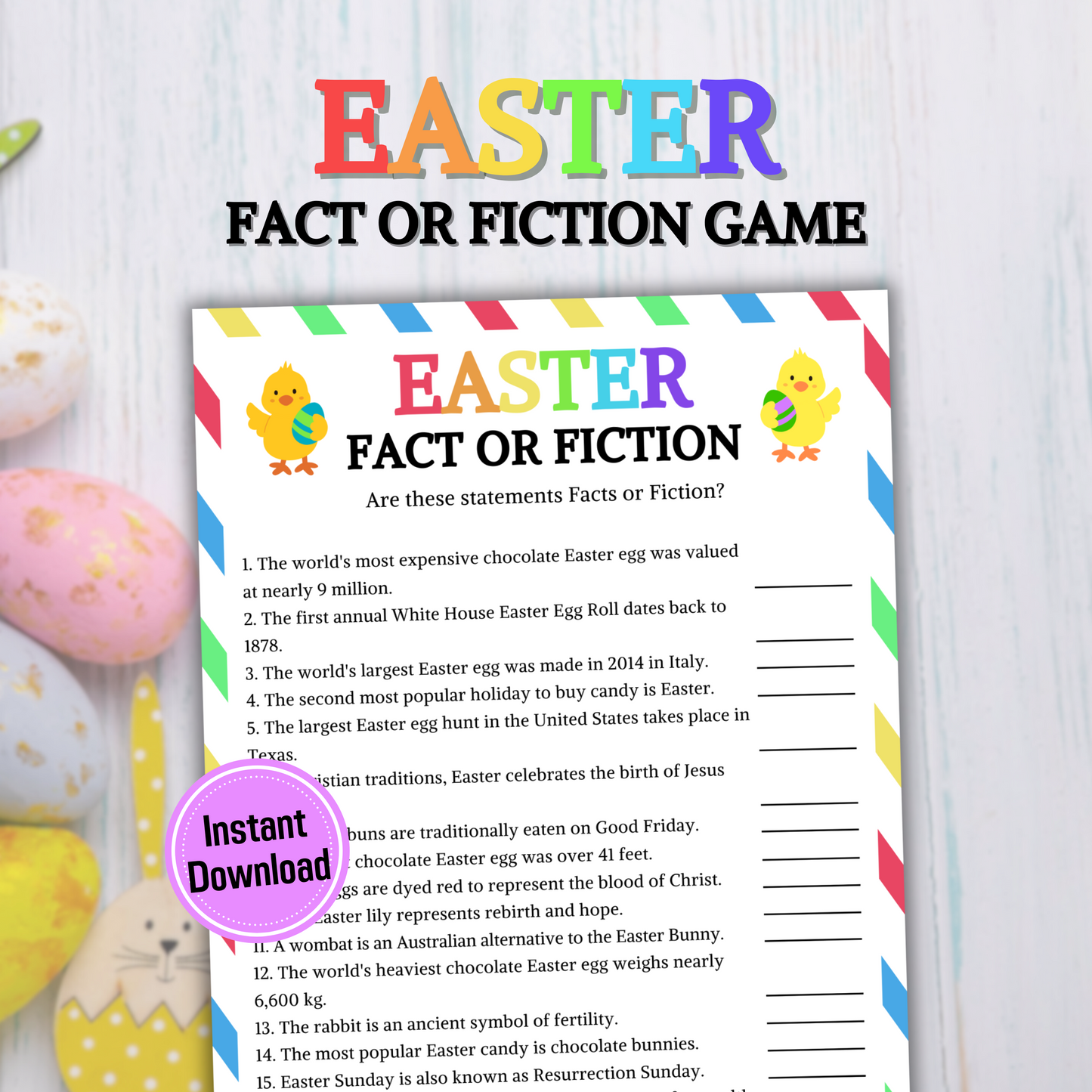 Easter Fact or Fiction Game | Easter True of False Game