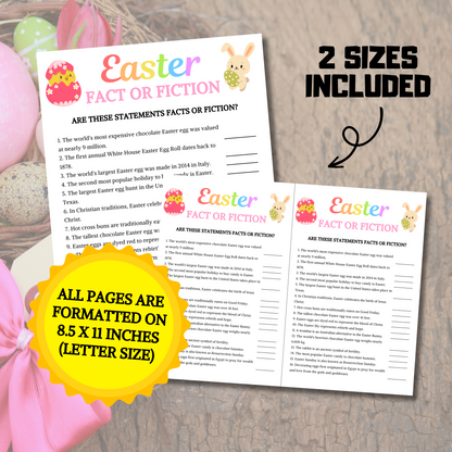 Easter Fact or Fiction Game | Printable Easter Party True Or False Quiz