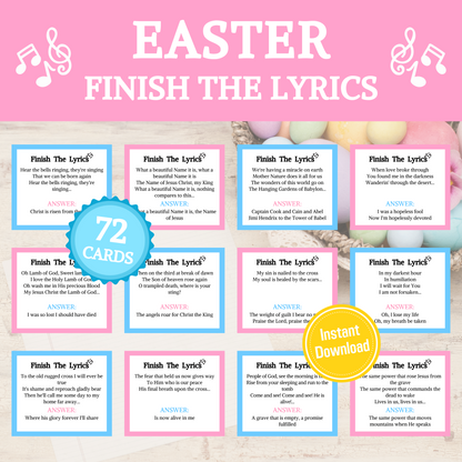 Easter Finish The Lyrics Game | Printable Easter Song Trivia Game