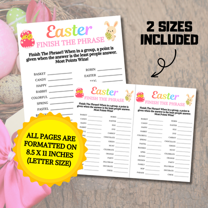 Easter Finish The Phrase Game | Printable Easter Party Fill in the Blank