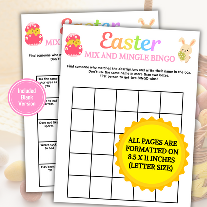 Easter Mix and Mingle Bingo | Easter Party Find the Guest Bingo