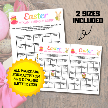 Easter Mix and Mingle Bingo | Easter Party Find the Guest Bingo