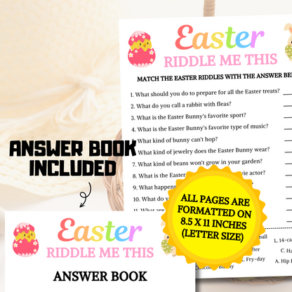 Easter Riddle Me This Game | Printable Easter Party Riddles Game