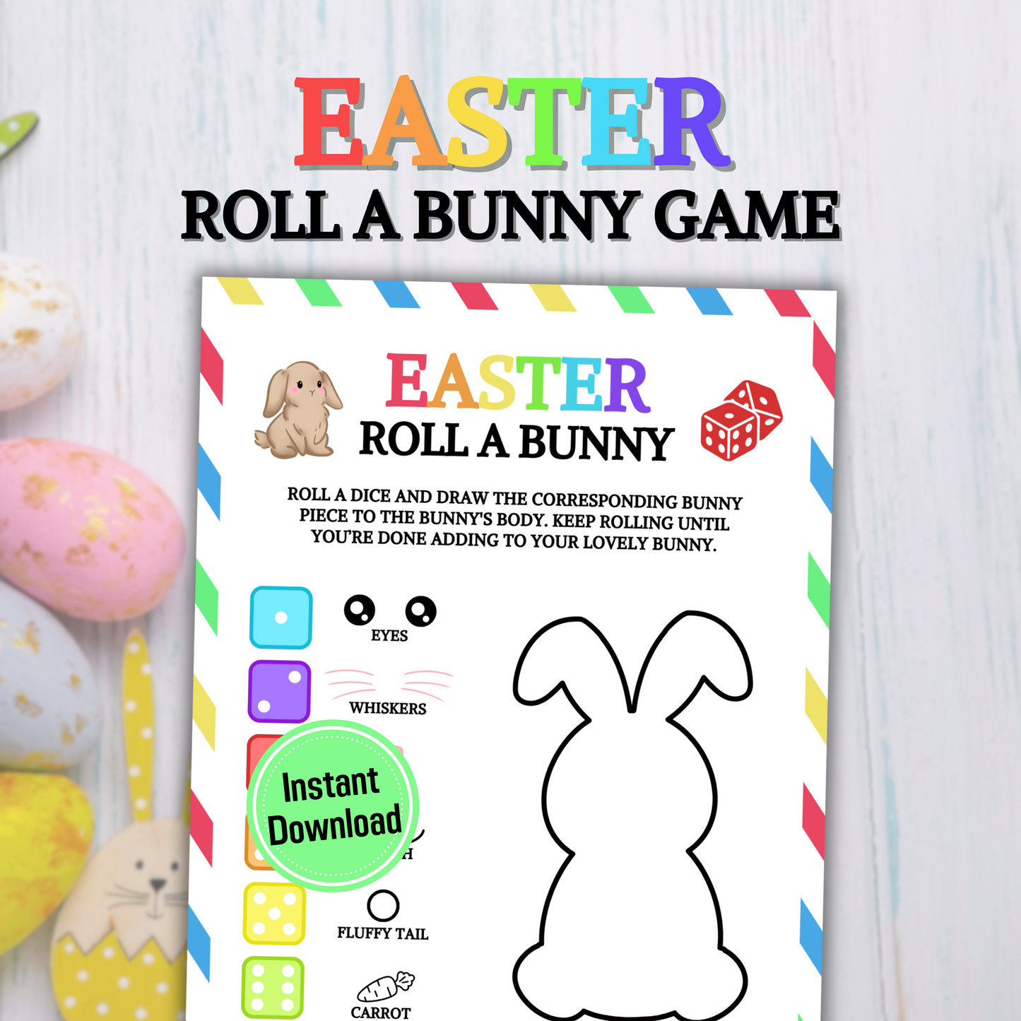 Easter Roll a Bunny Game | Easter Cute Bunny Game for Kids