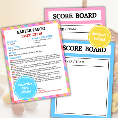 Easter Taboo Game | Printable Easter Party Forbidden Words Game