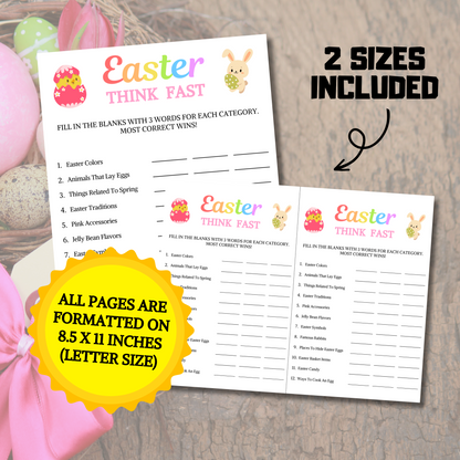 Easter Think Fast Game | Easter Party Trivia Game