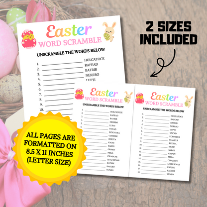 Easter Word Scramble Game | Easter Party Unscramble Word Game