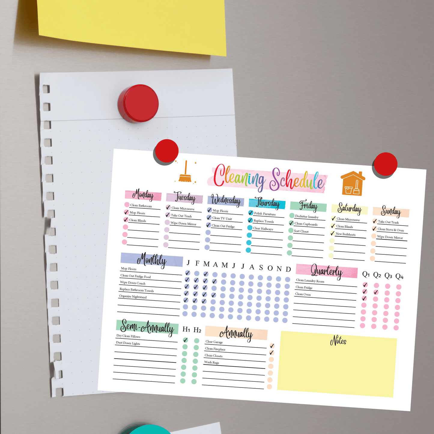 Editable Cleaning Schedule 1: Rainbow Color Print Out Demo