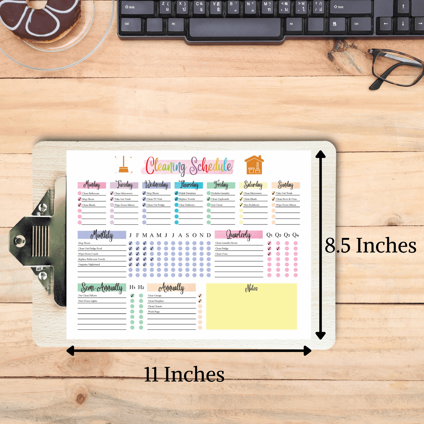 Editable Cleaning Schedule 1: Rainbow Color Print Out Demo