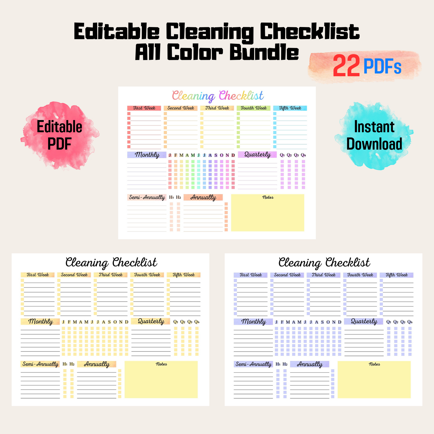 Cleaning List For Edit Rainbow Color, Cleaning Checklist, Cleaning Schedule, Weekly House Chore, Adhd Clean Home, Monthly, Household Planner