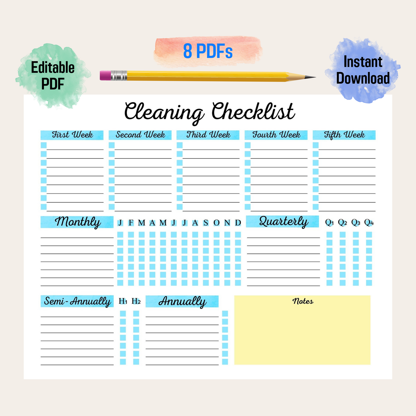 Cleaning List For Edit Rainbow Color, Cleaning Checklist, Cleaning Schedule, Weekly House Chore, Adhd Clean Home, Monthly, Household Planner