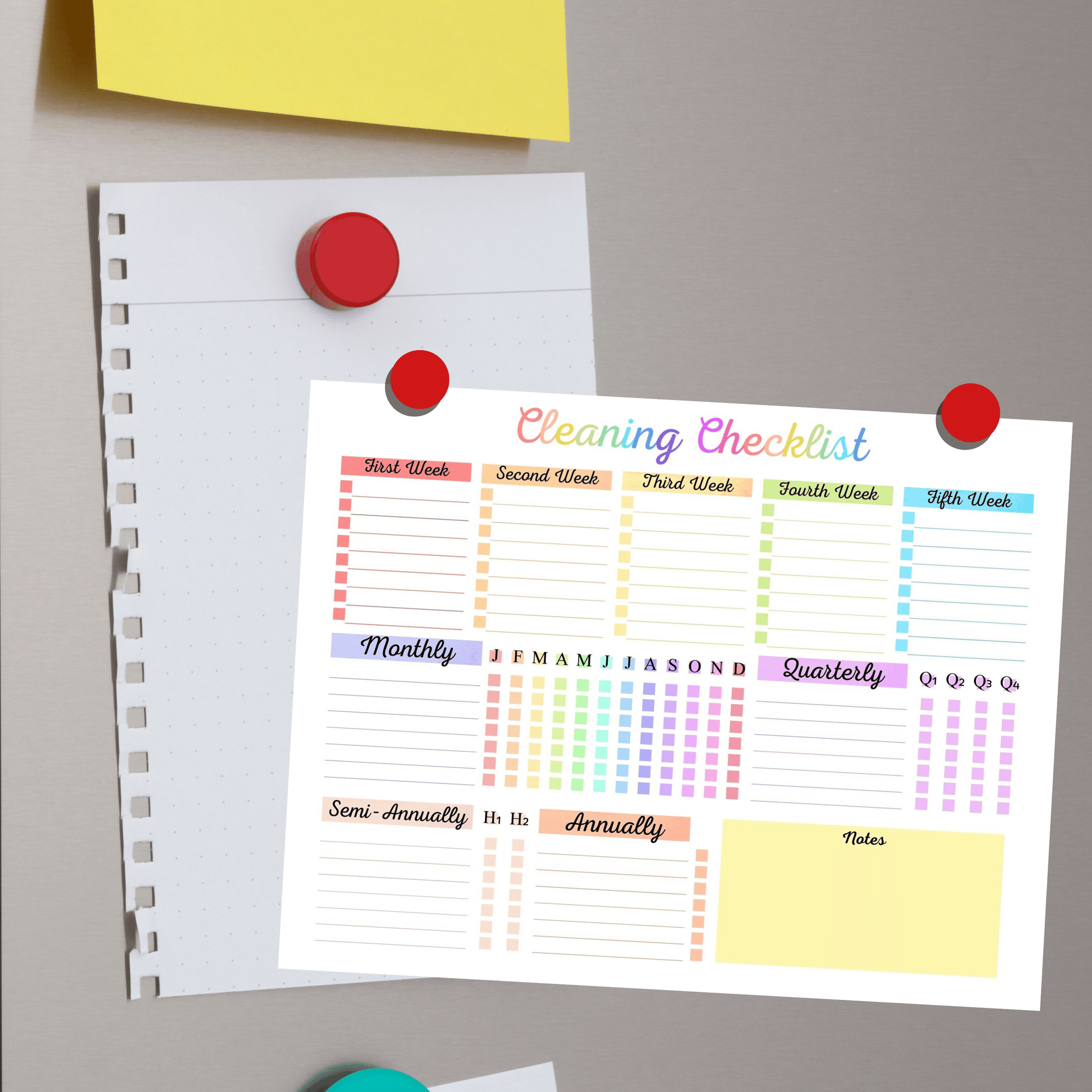 Editable Cleaning Schedule 2: Rainbow Color Print Out Demo