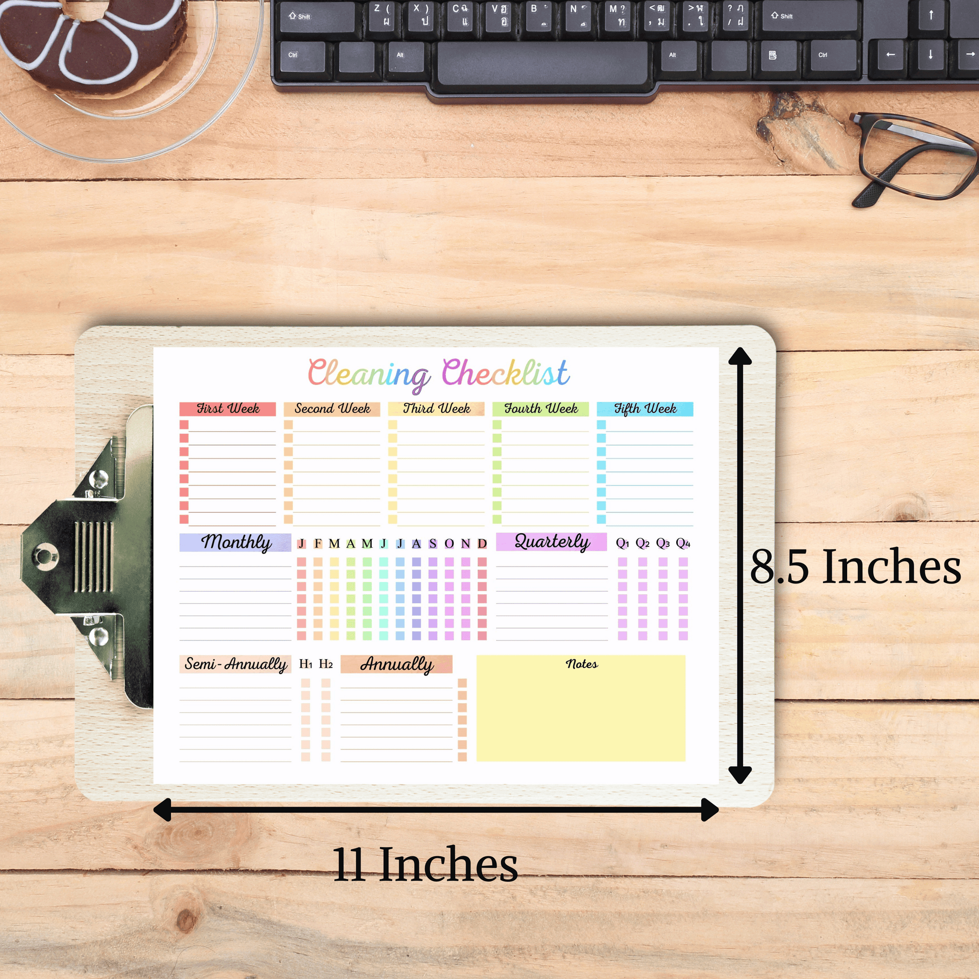 Editable Cleaning Schedule 2: Rainbow Color Print Out Demo