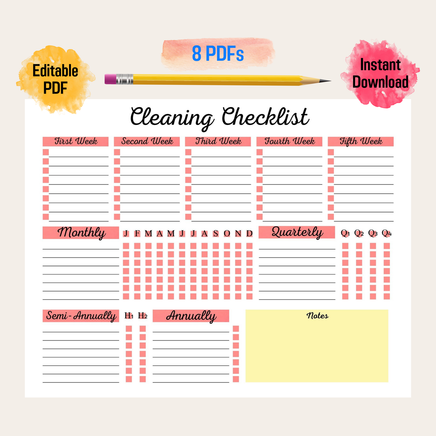 Cleaning List For Edit Rainbow Color, Cleaning Checklist, Cleaning Schedule, Weekly House Chore, Adhd Clean Home, Monthly, Household Planner