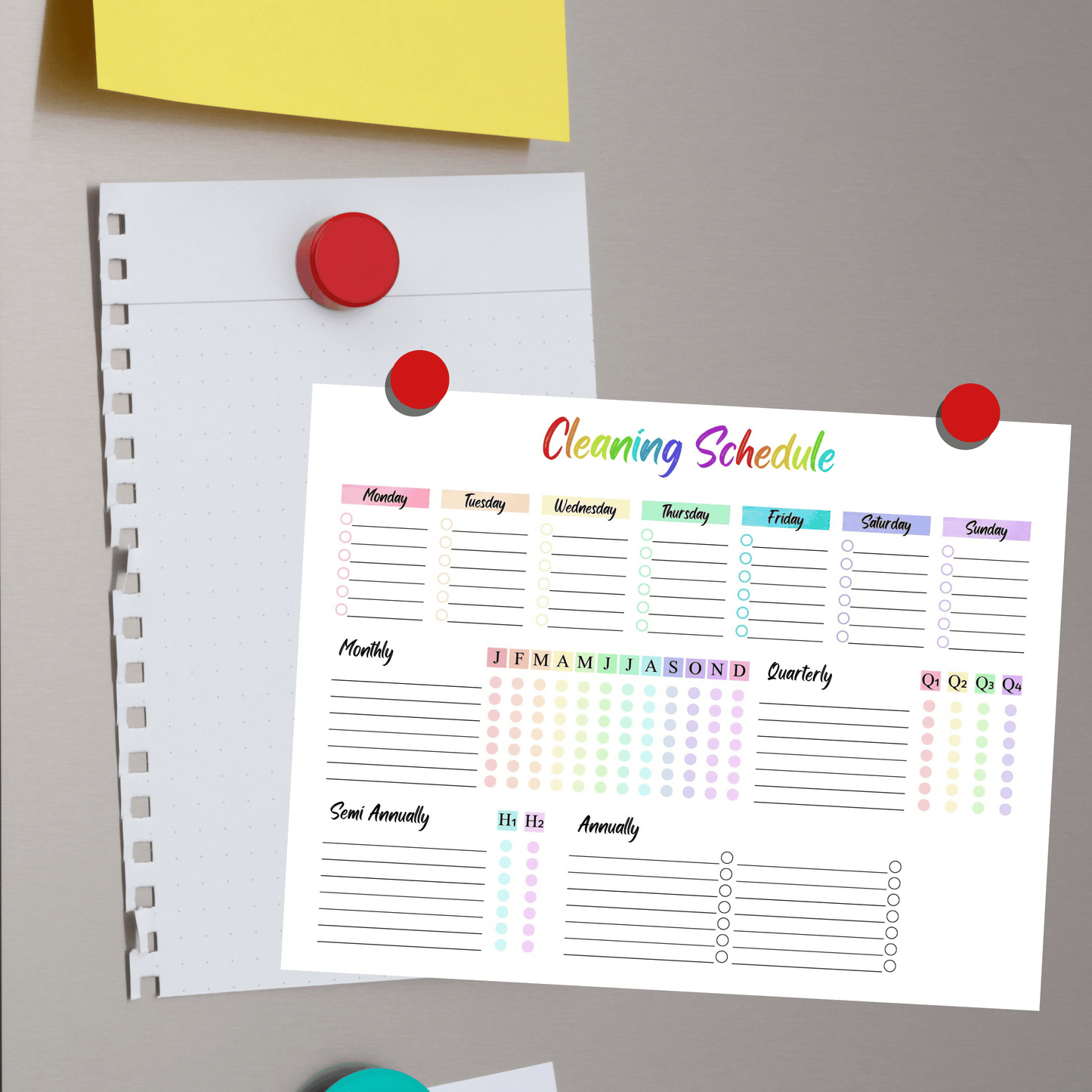 Editable Cleaning Schedule 3: Rainbow Color Print Out Demo