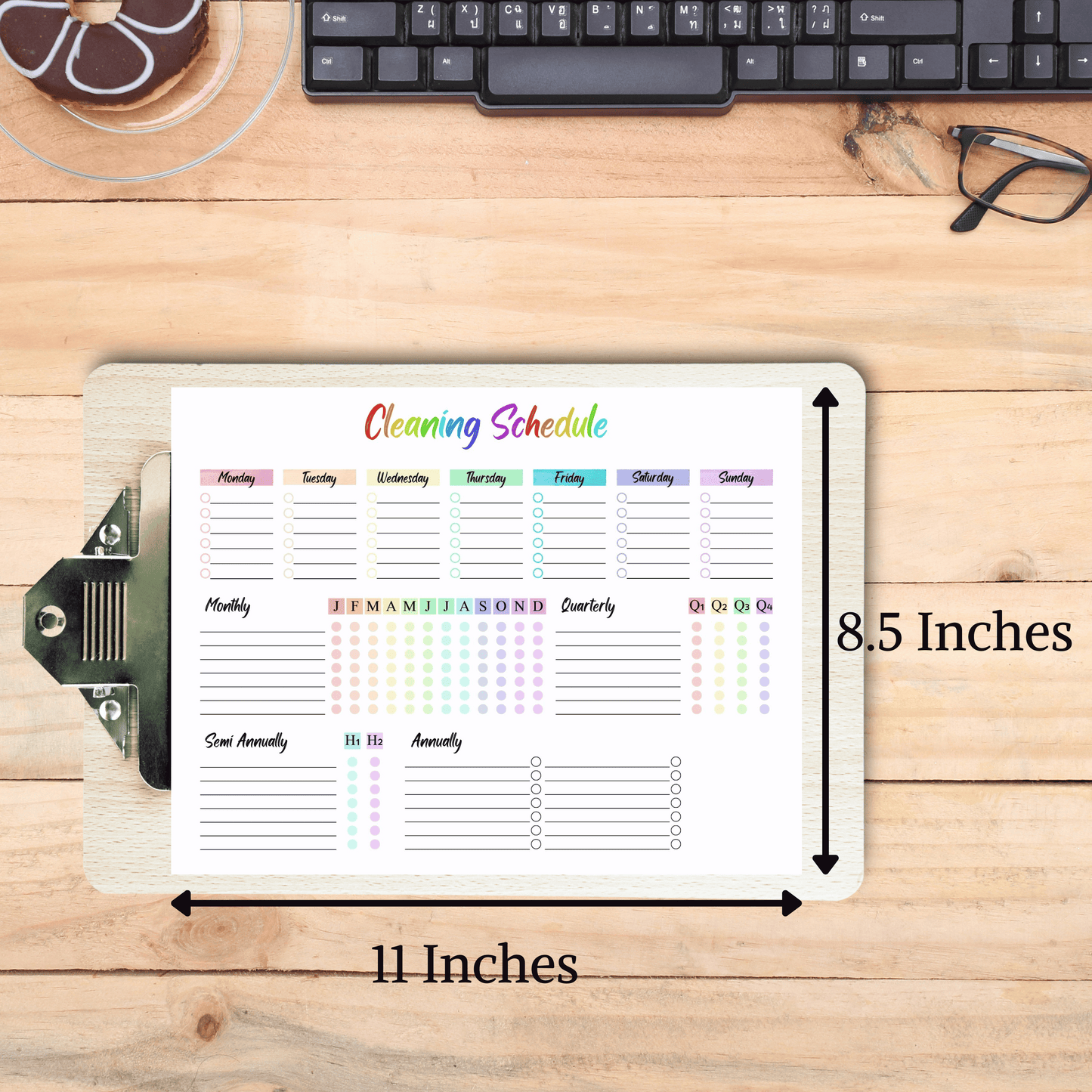 Editable Cleaning Schedule 3: Rainbow Color Print Out Demo