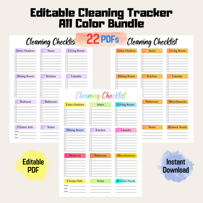 Efficient Airbnb Cleaning Schedule Printable For Spotless Homes Rainbow Color, EDITABLE Cleaning Planner, Household Planner Printable PDF