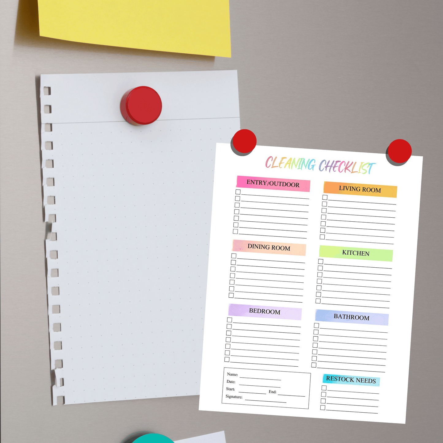 Editable Cleaning Schedule 5: Rainbow Color Print Out Demo