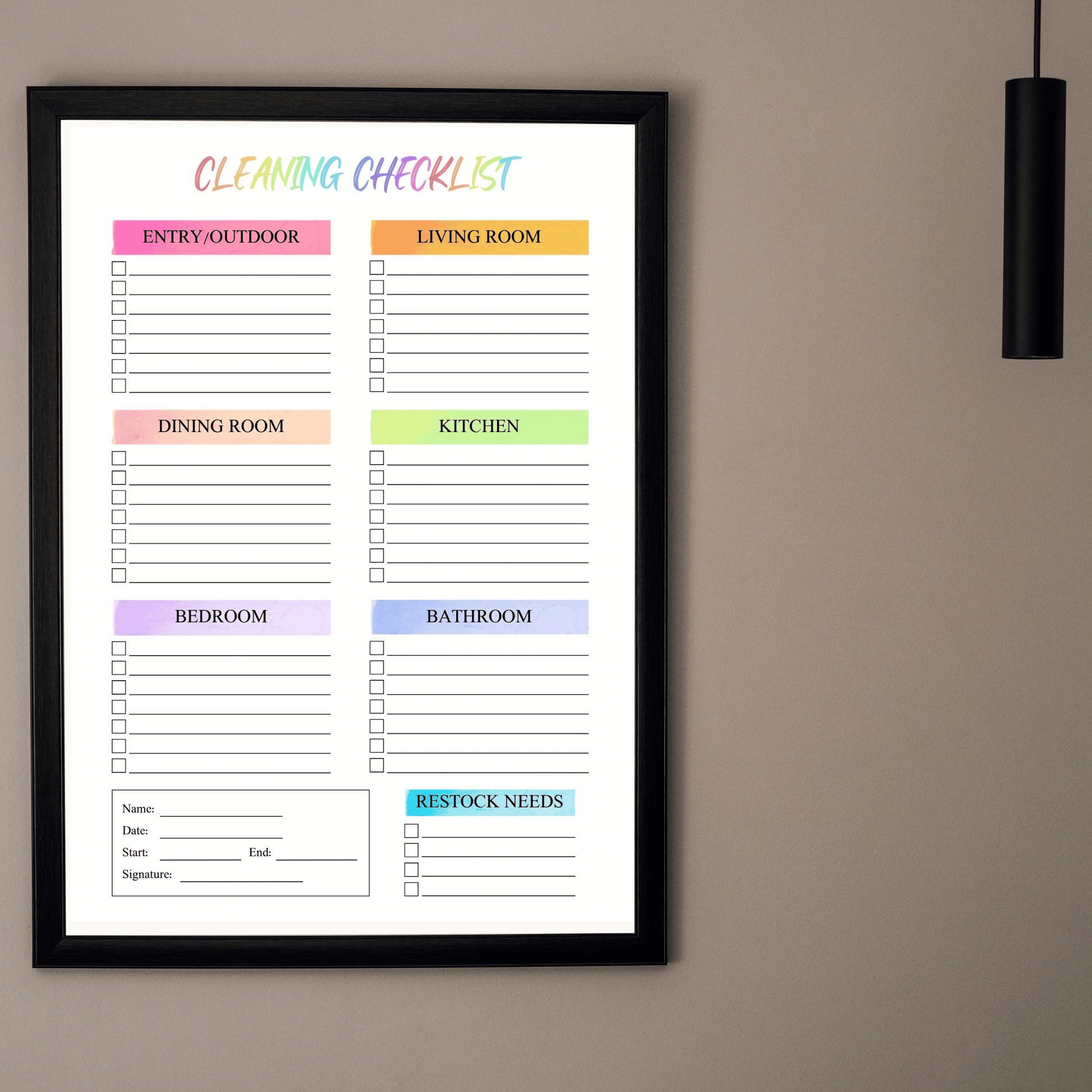 Editable Cleaning Schedule 5: Rainbow Color Print Out Demo