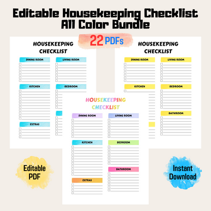 Editable Airbnb Housekeeping Checklist Rainbow Color, Editable Cleaning Schedule, Adhd Clean Home, Cleaning Planner, House Chore List
